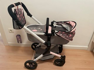 Carrito de Muñecas Gris y Rosa