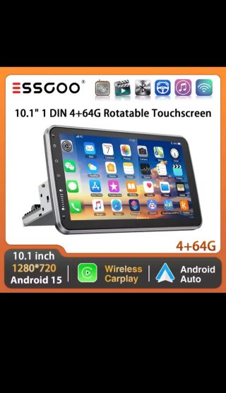 NUEVA Pantalla 10" Essgoo giratoria 360 universal