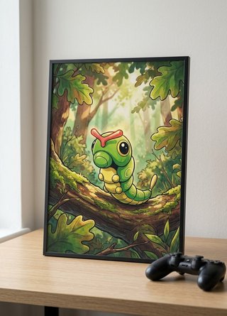 Caterpie Pokémon TCG Poster A3 Kanto Wall Art Gift