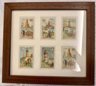 Cuadro con 6 Postales de Faros Antiguos