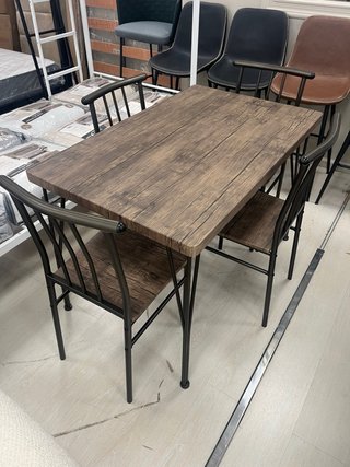 Conjunto Mesa y 4 Sillas Madera y Forja