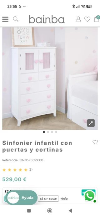 Mesita de noche infantil blanca