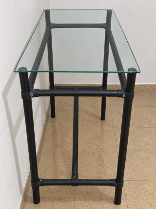 Recibidor o Mesita Alta de Cristal y Metal