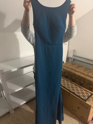 Vestido largo sirena Sorellas verde azul
