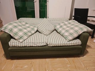 Sofá Verde con Cojines Estampados