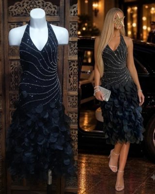 Vestido de Noche con Pedrería Precioso.