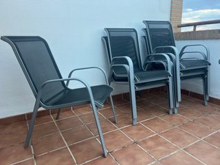 Conjunto Terraza: Mesa Cristal y 6 Sillas
