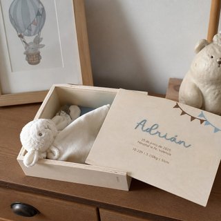 Caja nacimiento bebé personalizada con peluche
