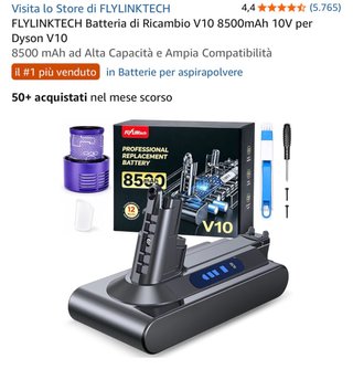 Batteria di ricambio 8500mAh per Dyson V10