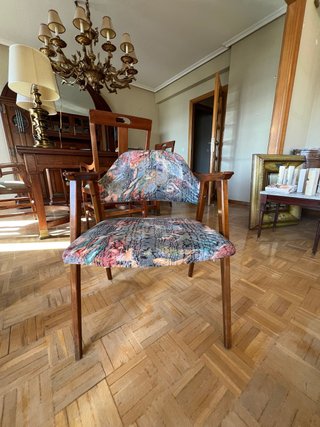 Silla de Salón de Madera y Tela