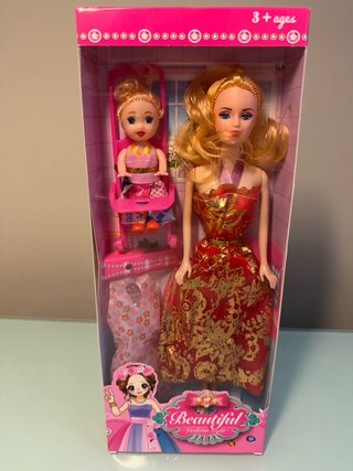 Muñeca Beautiful con Bebé y Accesorios