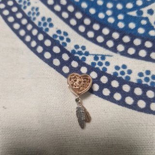 Charm Pandora Corazón y Plumas