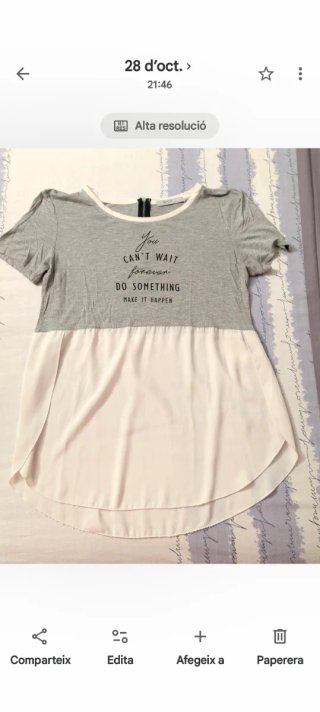 Camiseta manga corta gris y blanca