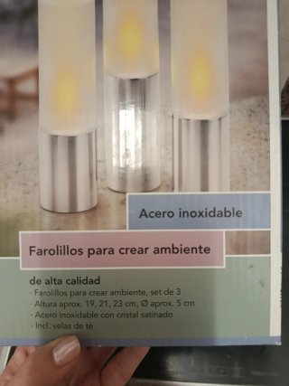 Set de 3 Farolillos de Acero y Cristal