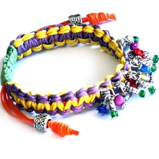 Pulsera Dijes Arcoíris Alegría Cordón Encerado