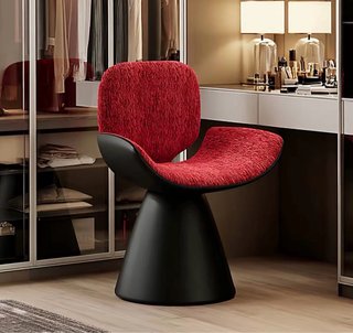 Silla de Tocador Giratoria Roja y Negra