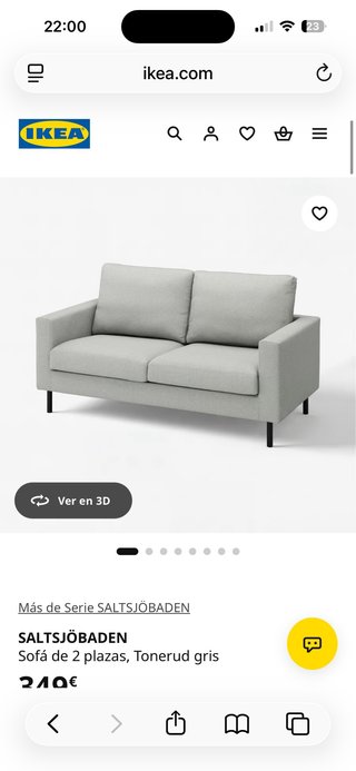Funda Sofá Ikea SALTSJÖBADEN 2 plazas  Gris