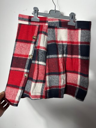 Minifalda Tartán Roja (Flanela/Lână, 38cm