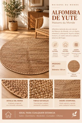 Alfombra Redonda de Yute Maisons du Monde