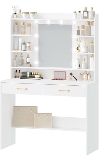 Tocador de Maquillaje Blanco con Espejo
