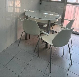 Mesa de Cocina Extensible Blanca y 3 Sillas