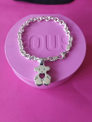Pulsera Tous Oso Corazón Plata