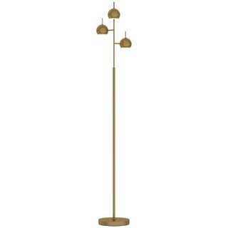 Lámpara de pie, 3 focos orientables, acero, dorada