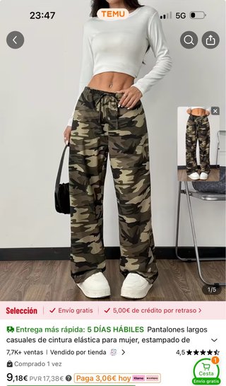 Pantalones Largos Camuflaje Verde