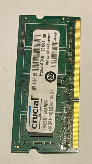 Memoria RAM Crucial 4GB DDR3 1600MHz SODIMM