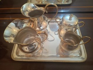 Juego de Café Antiguo de Alpaca 75 con Bandeja