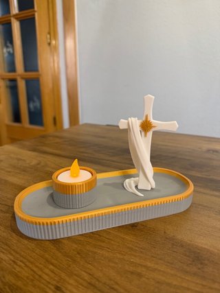Cruz con Bandeja y Vela LED