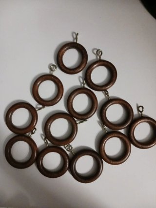 12 Anillas de Madera Marrón para Cortinas
