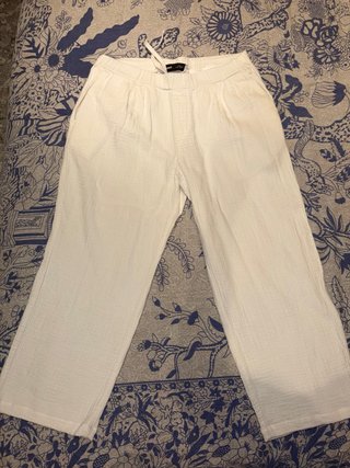 Pantalón de lino blanco Bershka