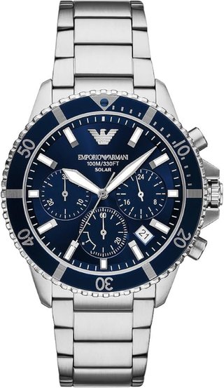 Reloj Emporio Armani Solar Plateado y Azul