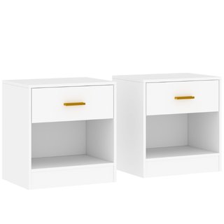 Mesitas de noche y veladores, 2 uds, cajón, blanco