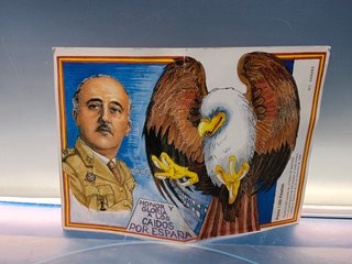 Cartel publicitario, venta de lotería AÑO 1995. FRANCISCO FRANCO. Honor y gloria a los caídos por ESPAÑA, 30x22 cm