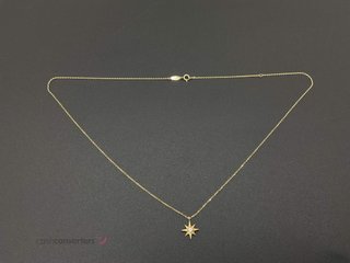 cadena oro 18k con piedra con diamante 22cm