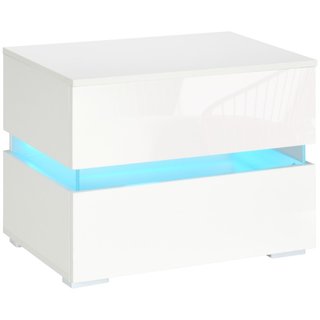 Mesita de noche y mesilla LED, acrílico, 2 cajones