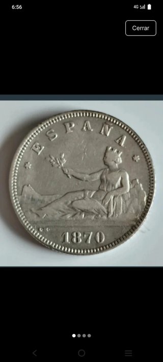 Moneda de 2 Pesetas de plata de 1870