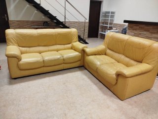 Conjunto de 2 Sofás de Piel