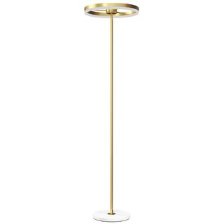 Lámpara de pie regulable, metal y acrílico, dorada