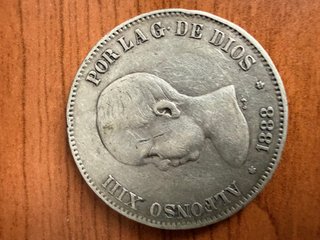 5 Pesetas 1888 MS-M Alfonso XIII plata RARA