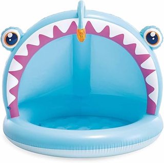 Intex Piscina Infantil Hinchable Angler Fish, 127x102x86 cm, con Parasol, Suelo Acolchado, Diseño de