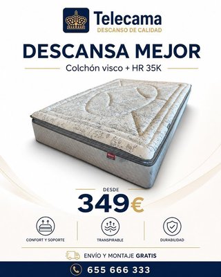 Colchón 90x190 muelles HR 35K visco gel 32 cm