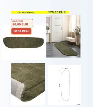 Alfombra alargada verde oliva