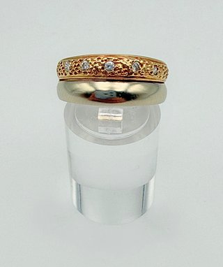 Anillo Oro Combinado 18k Circonitas. Peso: 3.80 gr