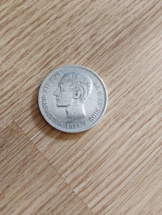 Moneda 5 Pesetas Alfonso XII 1877