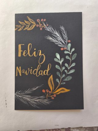 Postal Navideña Pintada a Mano