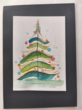 Postal Navideña con Árbol Pintado