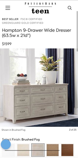 Elegante Comoda Pottery Barn USA 9 Cajones.